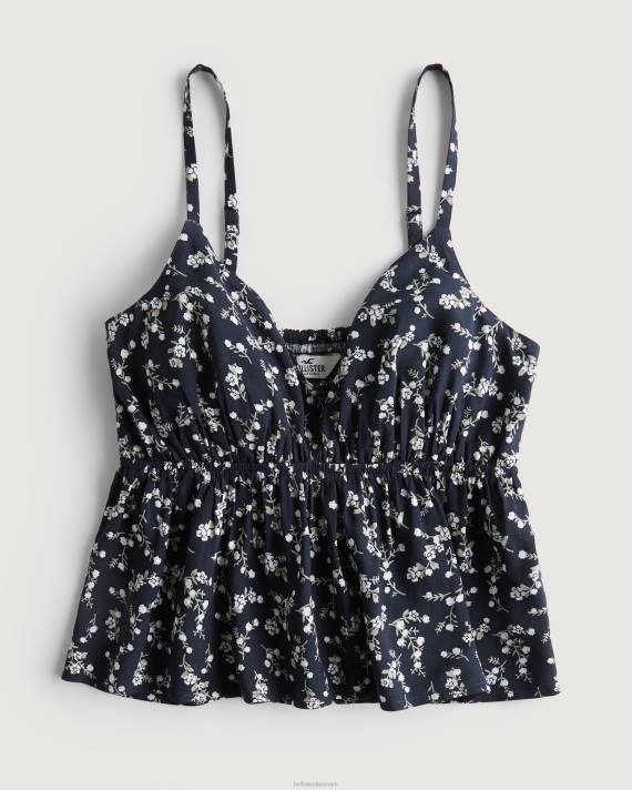 Hollister Kvinder babydoll tank 2H8Z290 toppe marineblå blomster