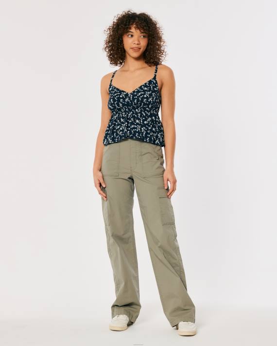 Hollister Kvinder babydoll tank 2H8Z290 toppe marineblå blomster