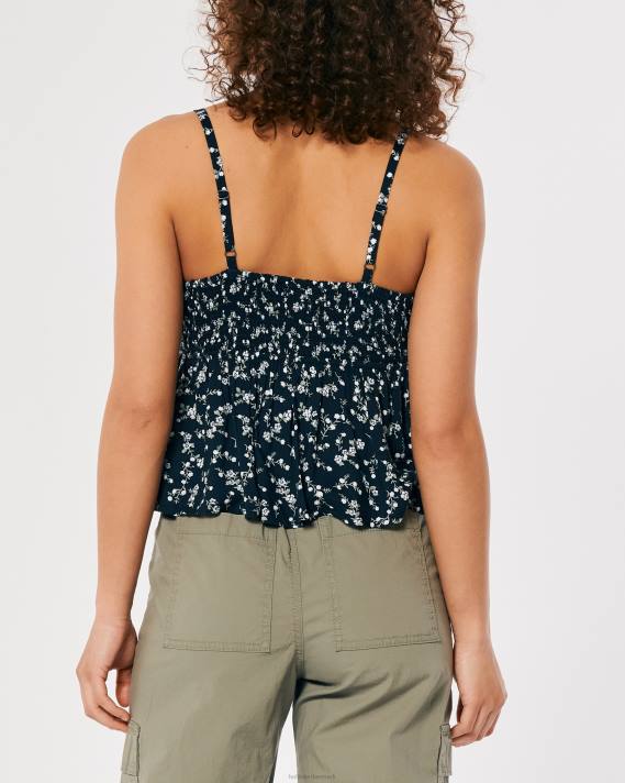 Hollister Kvinder babydoll tank 2H8Z290 toppe marineblå blomster