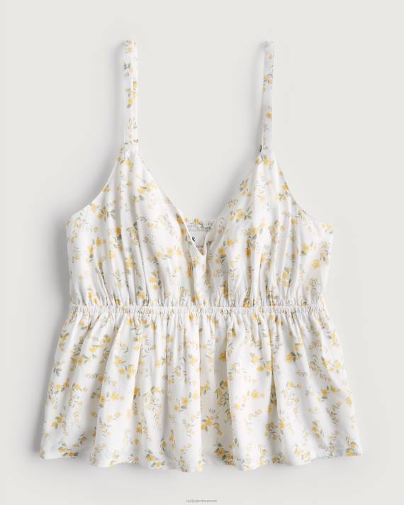 Hollister Kvinder babydoll tank 2H8Z426 toppe hvid blomstret