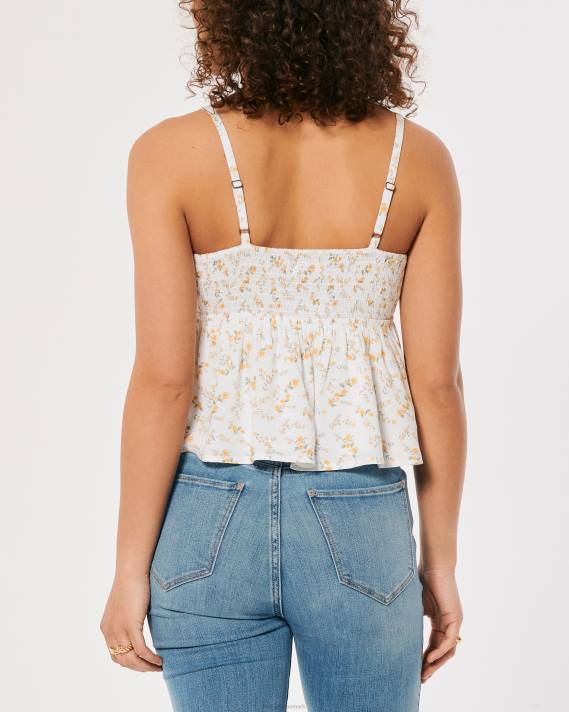 Hollister Kvinder babydoll tank 2H8Z426 toppe hvid blomstret