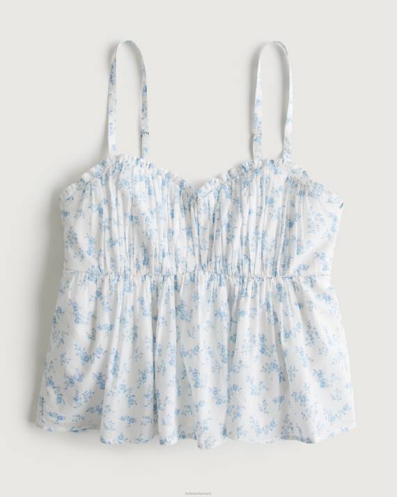 Hollister Kvinder babydoll top i rynket bomuld 2H8Z288 toppe hvid blomstret
