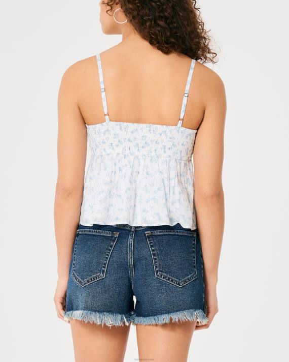 Hollister Kvinder babydoll top i rynket bomuld 2H8Z288 toppe hvid blomstret