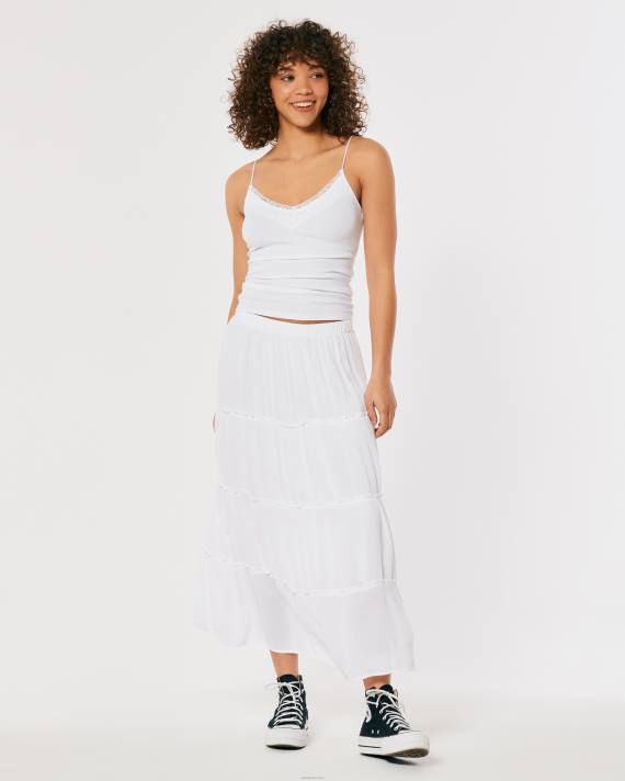 Hollister Kvinder blondekant ribstrikket v-hals cami 2H8Z178 toppe hvid