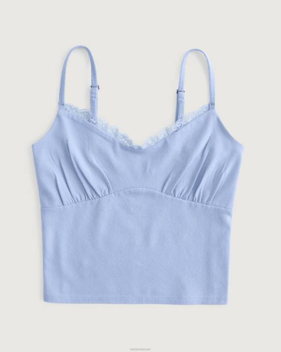 Hollister Kvinder blondekant rynket buste cami 2H8Z189 toppe lyseblå