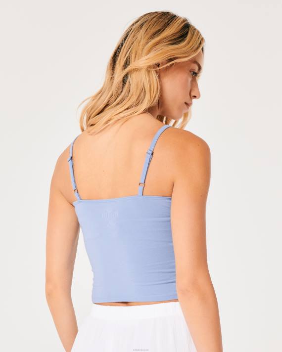 Hollister Kvinder blondekant rynket buste cami 2H8Z189 toppe lyseblå