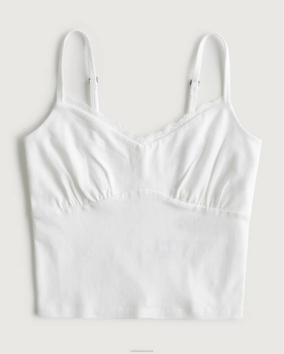 Hollister Kvinder blondekant rynket buste cami 2H8Z329 toppe hvid