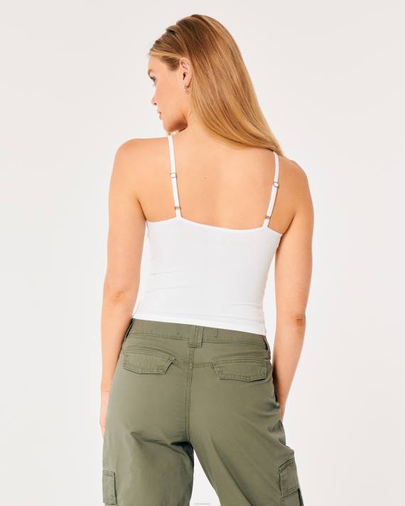 Hollister Kvinder blondekant rynket buste cami 2H8Z329 toppe hvid