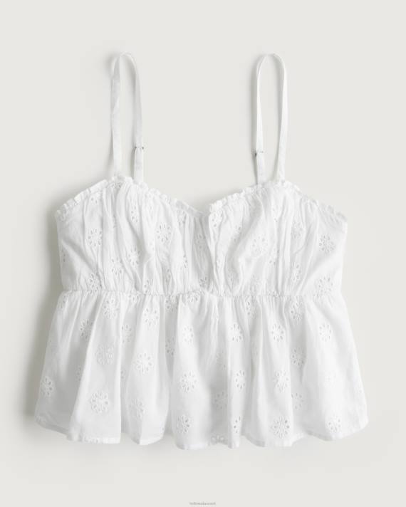 Hollister Kvinder eyelet babydoll top 2H8Z171 toppe hvid