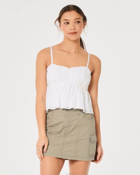 Hollister Kvinder eyelet babydoll top 2H8Z171 toppe hvid