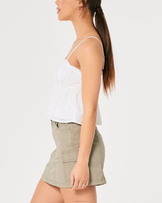 Hollister Kvinder eyelet babydoll top 2H8Z171 toppe hvid