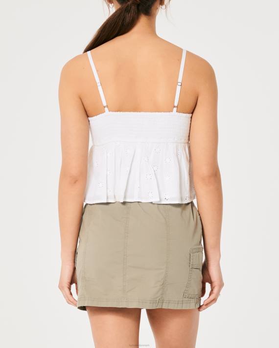 Hollister Kvinder eyelet babydoll top 2H8Z171 toppe hvid