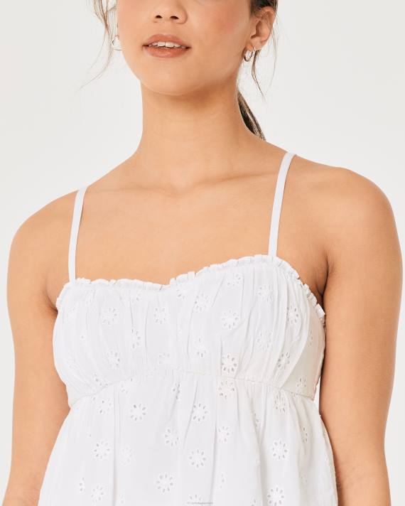 Hollister Kvinder eyelet babydoll top 2H8Z171 toppe hvid