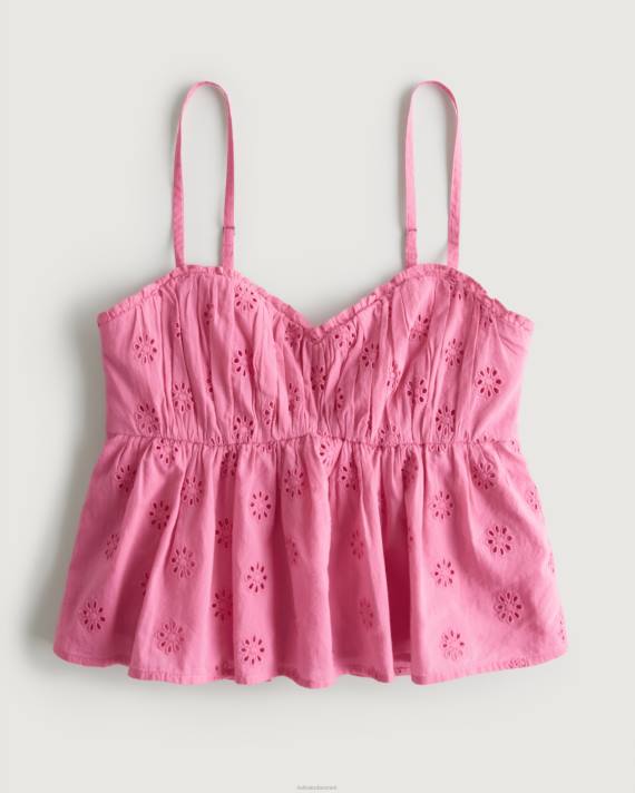 Hollister Kvinder eyelet babydoll top 2H8Z262 toppe lyserød