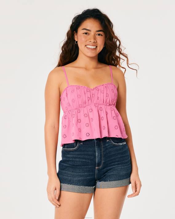 Hollister Kvinder eyelet babydoll top 2H8Z262 toppe lyserød
