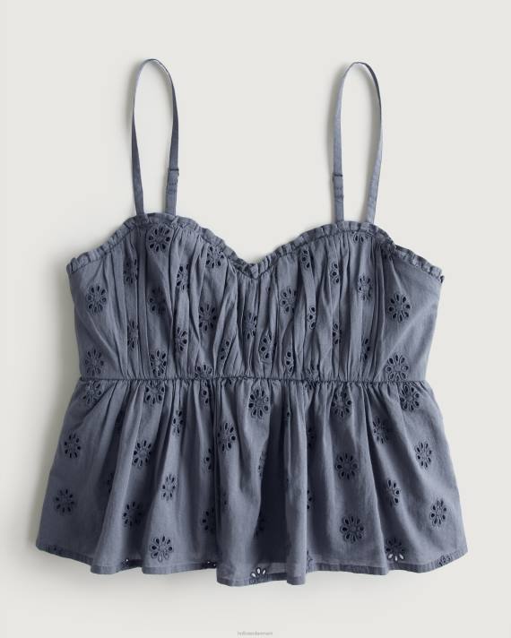 Hollister Kvinder eyelet babydoll top 2H8Z319 toppe blå