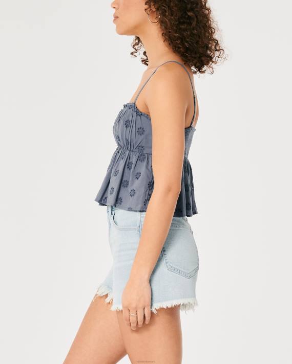 Hollister Kvinder eyelet babydoll top 2H8Z319 toppe blå