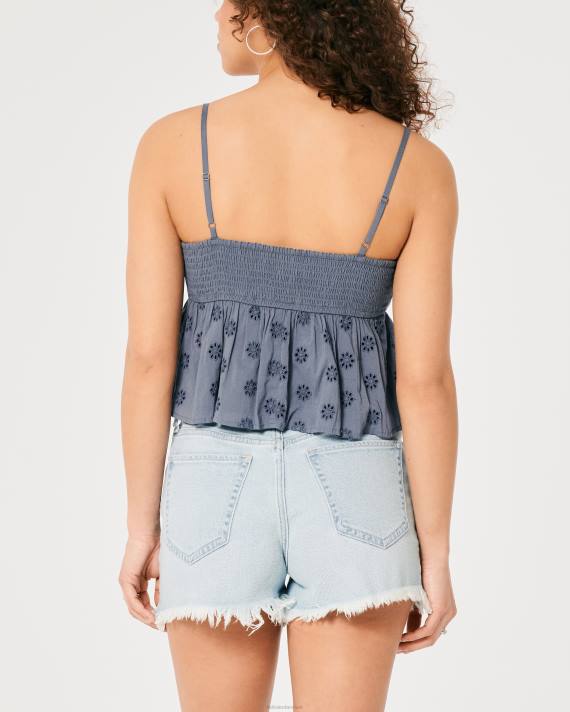 Hollister Kvinder eyelet babydoll top 2H8Z319 toppe blå