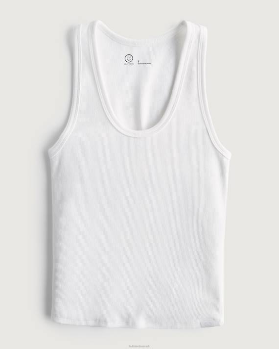 Hollister Kvinder gilly hicks active essentials ribbet bomuldstank 2H8Z287 toppe hvid