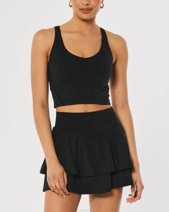 Hollister Kvinder gilly hicks aktiv genopladningstank med åben ryg 2H8Z374 toppe sort