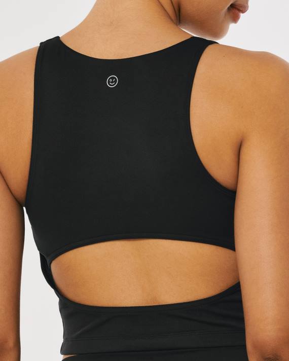 Hollister Kvinder gilly hicks aktiv genopladningstank med åben ryg 2H8Z374 toppe sort