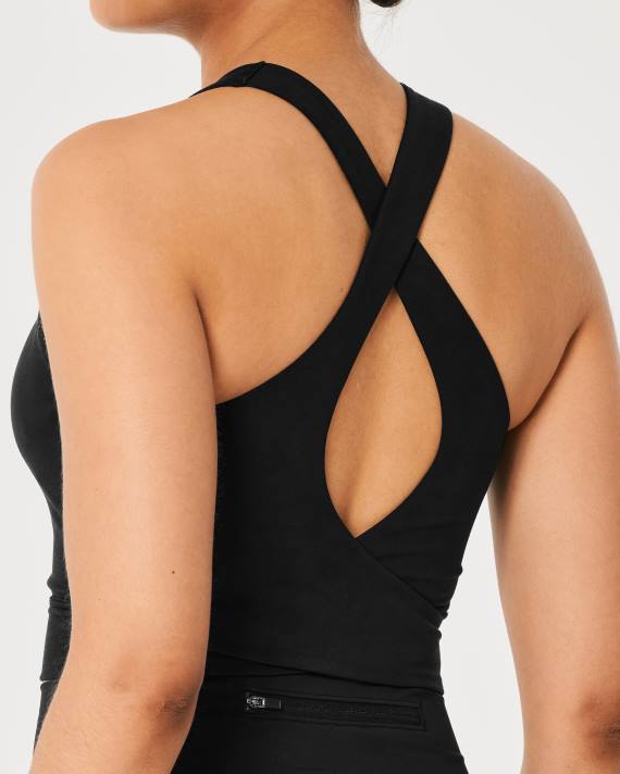 Hollister Kvinder gilly hicks aktiv genopladningstank med høj hals 2H8Z195 toppe sort