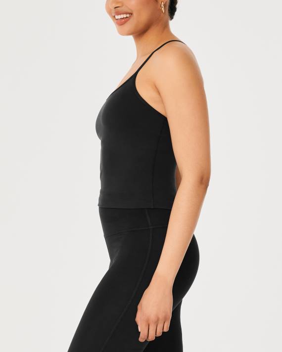 Hollister Kvinder gilly hicks aktiv genopladningstank med stropper i længere længde 2H8Z196 toppe sort