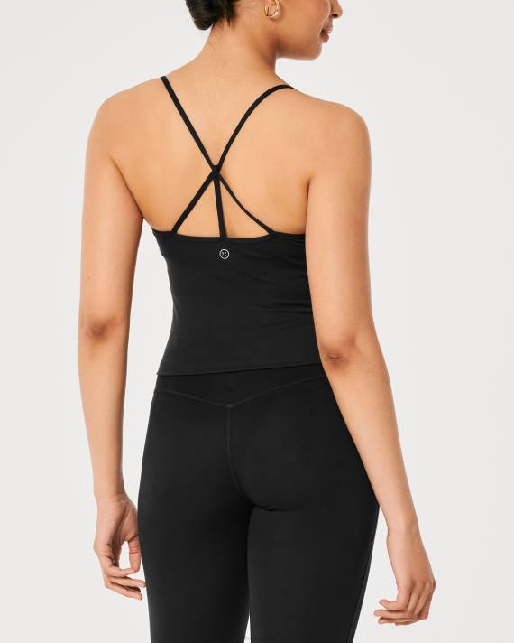 Hollister Kvinder gilly hicks aktiv genopladningstank med stropper i længere længde 2H8Z196 toppe sort