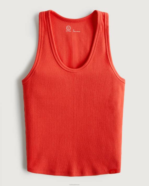 Hollister Kvinder gilly hicks aktiv ribbet tank 2H8Z191 toppe rød
