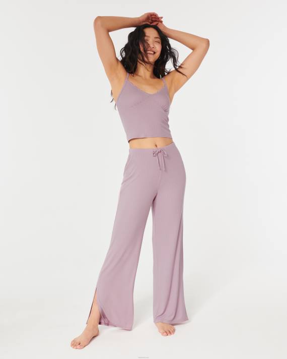 Hollister Kvinder gilly hicks jersey ribkantet blonde trim sovetank 2H8Z277 toppe lyserød