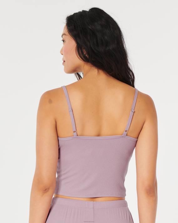 Hollister Kvinder gilly hicks jersey ribkantet blonde trim sovetank 2H8Z277 toppe lyserød