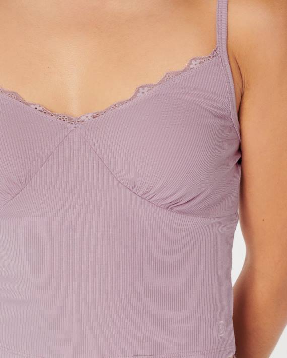 Hollister Kvinder gilly hicks jersey ribkantet blonde trim sovetank 2H8Z277 toppe lyserød