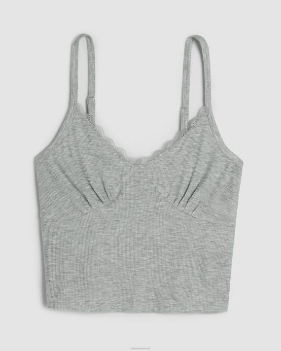 Hollister Kvinder gilly hicks jersey ribkantet blonde trim sovetank 2H8Z442 bunde lysegrå