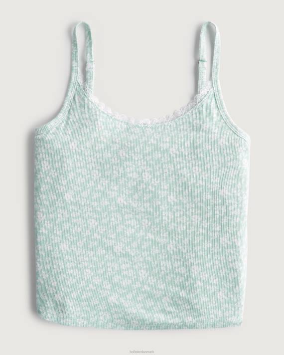 Hollister Kvinder gilly hicks ribbet jersey tank 2H8Z450 toppe mintgrøn blomster