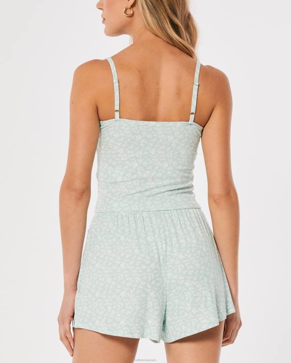 Hollister Kvinder gilly hicks ribbet jersey tank 2H8Z450 toppe mintgrøn blomster