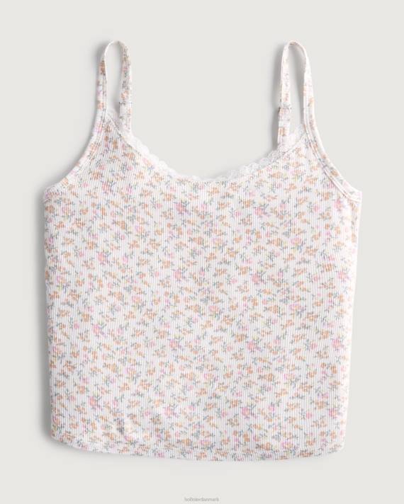 Hollister Kvinder gilly hicks ribbet jersey tank 2H8Z457 toppe hvid blomstret
