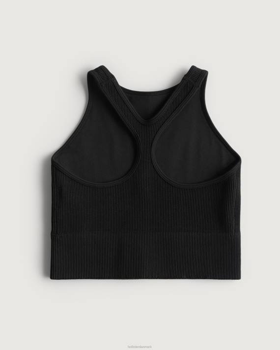 Hollister Kvinder gilly hicks ribbet sømløs longline bh-top med høj hals 2H8Z455 toppe sort