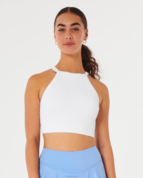 Hollister Kvinder gilly hicks ribstrikket sømløs bh-top med høj hals 2H8Z285 toppe hvid