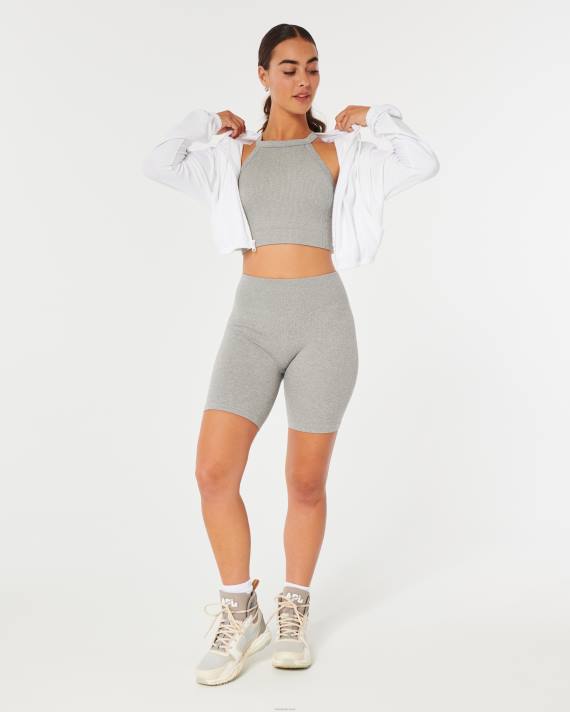 Hollister Kvinder gilly hicks ribstrikket sømløs bh-top med høj hals 2H8Z331 toppe gråmeleret