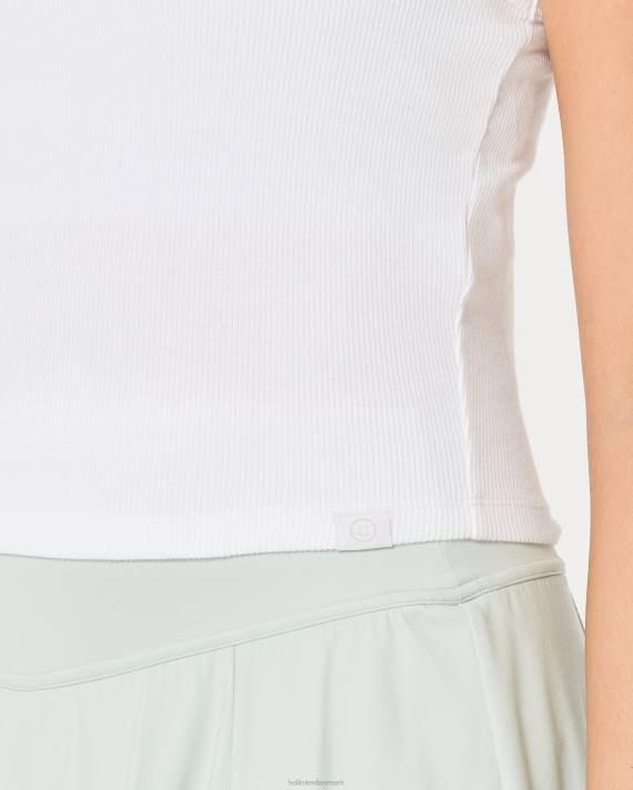 Hollister Kvinder gilly hicks tank med høj hals i bomuld 2H8Z181 toppe hvid