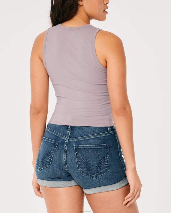 Hollister Kvinder højhalset blomstrende altid grafisk tank 2H8Z138 toppe lilla grå