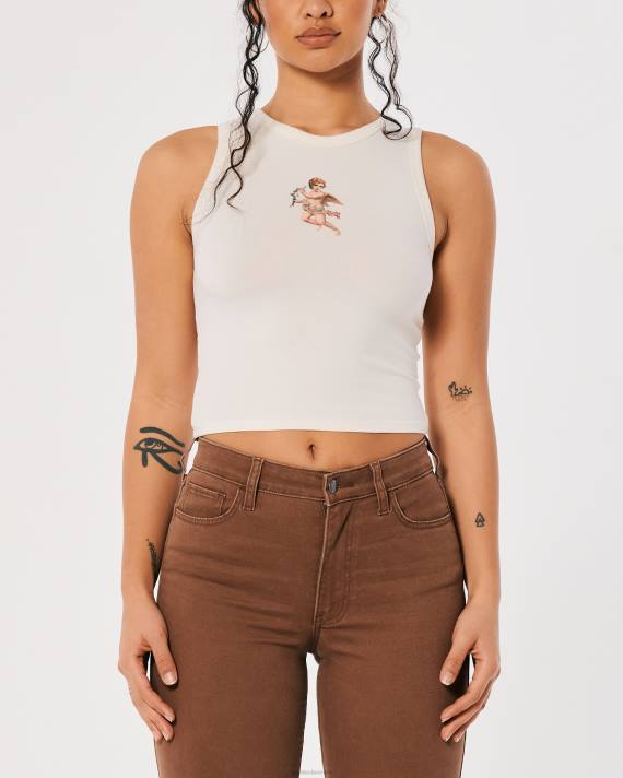 Hollister Kvinder højhalset engel grafisk tank 2H8Z260 toppe fløde