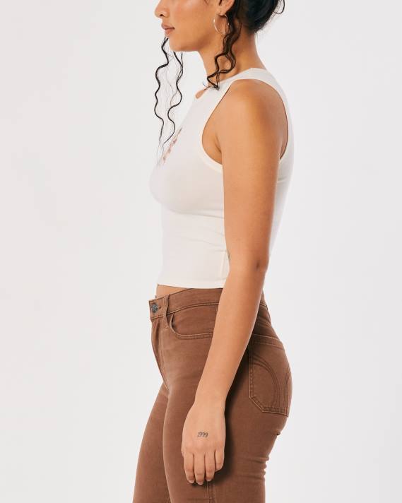 Hollister Kvinder højhalset engel grafisk tank 2H8Z260 toppe fløde