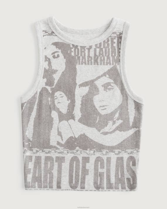 Hollister Kvinder højhalset hjerte af glas grafisk tank 2H8Z156 toppe lysegrå
