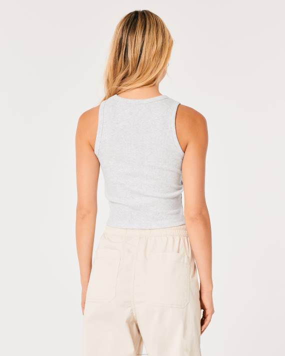 Hollister Kvinder højhalset hjerte af glas grafisk tank 2H8Z156 toppe lysegrå