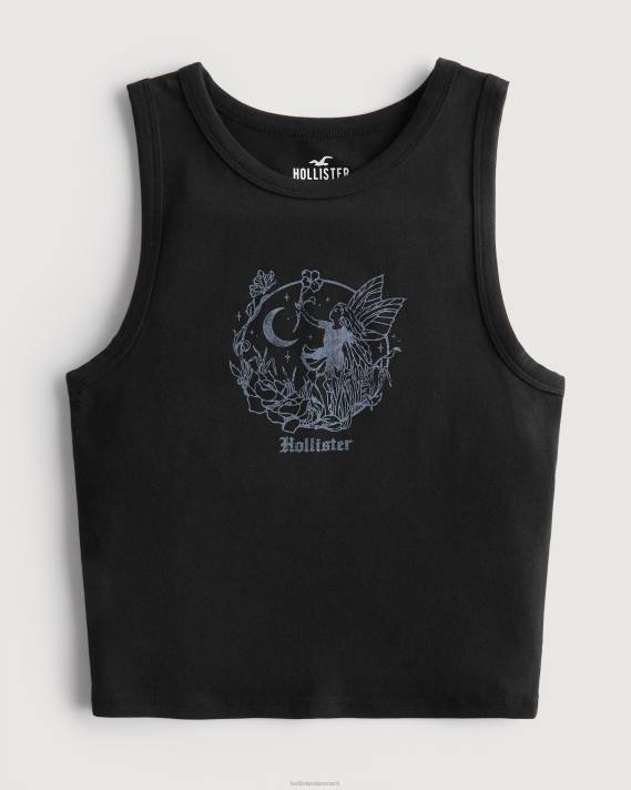 Hollister Kvinder højhalset logo grafisk tank 2H8Z258 toppe sort