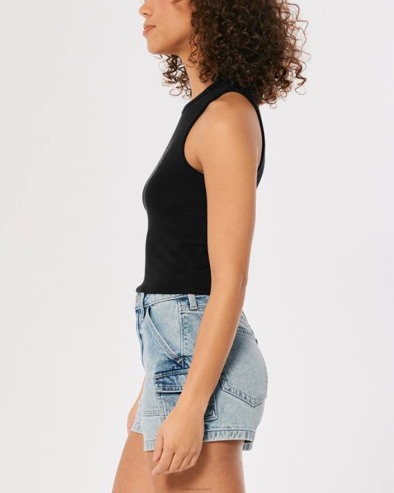 Hollister Kvinder højhalset logo grafisk tank 2H8Z258 toppe sort