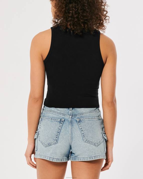 Hollister Kvinder højhalset logo grafisk tank 2H8Z258 toppe sort