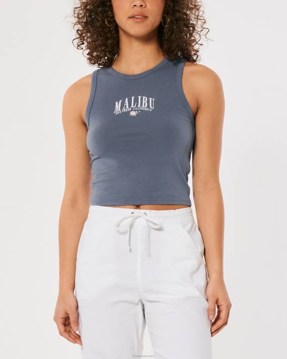 Hollister Kvinder højhalset malibu grafisk tank 2H8Z261 toppe blå