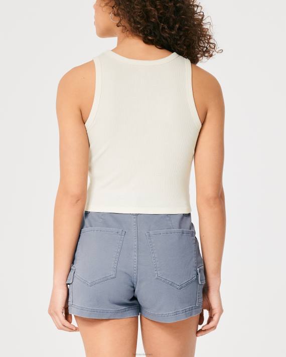 Hollister Kvinder højhalset ribbet strandgrafiktank 2H8Z308 toppe fløde